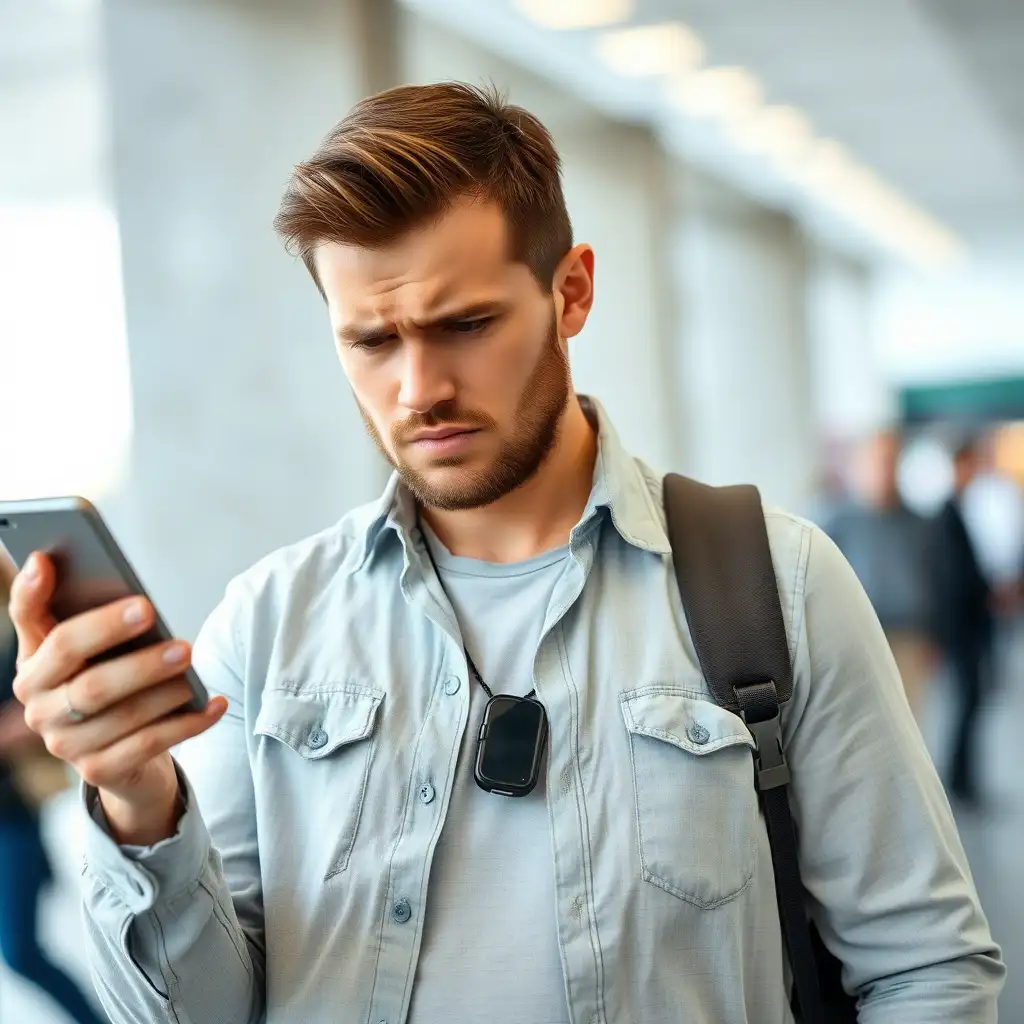 A person holding a phone and looking frustrated due to poor Etisalat mobile signal reception in the UAE.
