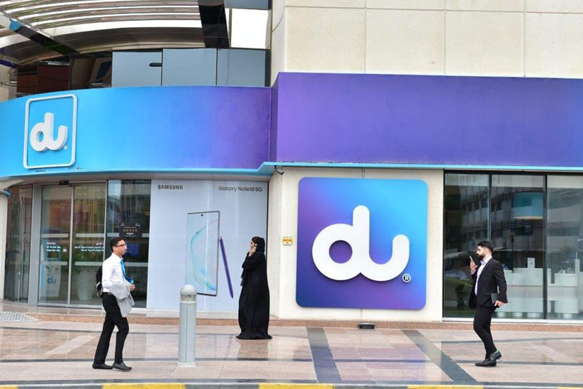 Exterior view of a du retail store in the UAE